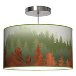 Treescape Drum Pendant - Brushed Nickel / Green