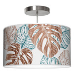 Monstera Drum Pendant - Brushed Nickel / Blue