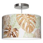 Monstera Drum Pendant - Brushed Nickel / Green