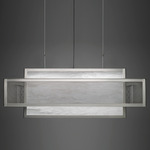 Duo Linear Pendant - Satin Pewter / White Swirl