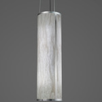 Duo Cylindrical Pendant - Satin Pewter / Faux Alabaster