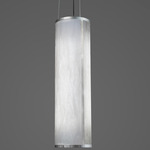 Duo Cylindrical Pendant - Satin Pewter / White Swirl