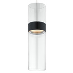Manette Monorail Pendant - Black/ Satin Nickel / Clear / Clear