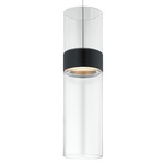 Manette Monorail Pendant - Black / Satin Nickel / Clear / Clear