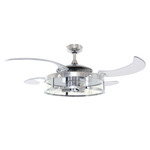 Fanaway Classic Retractable Ceiling Fan with Light - Chrome / Clear