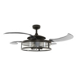 Fanaway Classic Retractable Ceiling Fan with Light - Antique Black / Smoke
