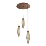 Rock Crystal Round Multi Light Pendant - Oil Rubbed Bronze / Chilled Bronze