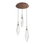 Rock Crystal Round Multi Light Pendant - Oil Rubbed Bronze / Chilled Clear