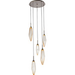 Rock Crystal Round Multi Light Pendant - Metallic Beige Silver / Chilled Amber