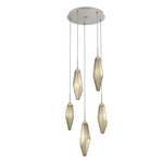 Rock Crystal Round Multi Light Pendant - Metallic Beige Silver / Chilled Bronze