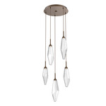 Rock Crystal Round Multi Light Pendant - Flat Bronze / Chilled Clear