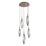 Rock Crystal Round Multi Light Pendant - Flat Bronze / Chilled Smoke