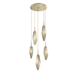 Rock Crystal Round Multi Light Pendant - Gilded Brass / Chilled Bronze