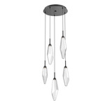 Rock Crystal Round Multi Light Pendant - Matte Black / Chilled Clear