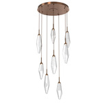 Rock Crystal Round Multi Light Pendant - Oil Rubbed Bronze / Chilled Clear