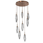 Rock Crystal Round Multi Light Pendant - Oil Rubbed Bronze / Chilled Smoke