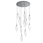 Rock Crystal Round Multi Light Pendant - Gunmetal / Chilled Clear