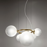 Puppet Ring Chandelier - Matt Gold / White