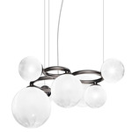 Puppet Ring Chandelier - Matt Black Nickel / White