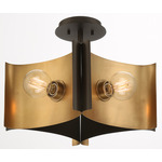 Metallo Semi Flush Ceiling Light - Nature Brass
