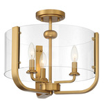 Campisi Semi Flush Ceiling Light - Brass / Clear