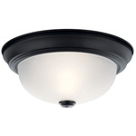 Flush Mount Ceiling Light - Black / Satin Etched