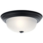 Flush Mount Ceiling Light - Black / Satin Etched