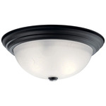 Flush Mount Ceiling Light - Black / Satin Etched