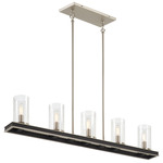 Coles Crossing Linear Pendant - Brushed Nickel / Clear Seeded