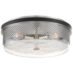 Coles Crossing Flush Ceiling Light Fixture - Brushed Nickel / Clear Seeded