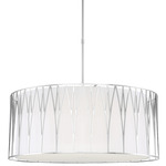 Regal Terrace Drum Pendant - Polished Nickel / White