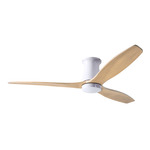 Arbor DC Flush Ceiling Fan - Gloss White / Maple