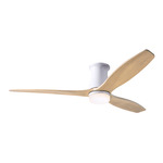 Arbor DC Flush Ceiling Fan - Gloss White / Maple