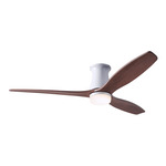 Arbor DC Flush Ceiling Fan - Gloss White / Mahogany