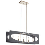 Alscar Linear Chandelier - Open Box - Polished Nickel / Driftwood Grey