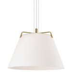 Devin Pendant - Satin Gold / White Glass