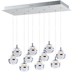Swank Linear Multi-Light Pendant - Polished Chrome / Clear / Frosted