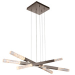 Axis Moda Triple Linear Pendant - Flat Bronze / Clear Cast Glass