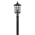 Freeport 12V Composite Outdoor Post / Pier Mount Lantern - Textured Black / Clear Seedy