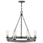 Sawyer 12V Outdoor Chandelier - Aged Zinc / Clear Seedy