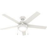 Anslee Ceiling Fan with Light - Fresh White / Fresh White / Natural Wood