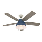 Mill Valley Outdoor Ceiling Fan with Light - Indigo Blue / Grey Walnut Stripe / Washed Walnut