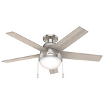 Anslee Low Profile Ceiling Fan - Brushed Nickel / Light Gray Oak / Natural Wood