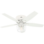 Bennett 52 Inch Low Profile Ceiling Fan with Light - Matte White / Bleached Oak/Fresh White