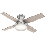 Dempsey Low Profile Ceiling Fan with Light - Brushed Nickel / Lt Gray Oak / Natural Wood