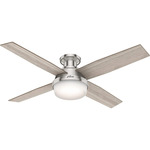 Dempsey Low Profile Ceiling Fan with Light - Brushed Nickel / Lt Gray Oak / Natural Wood