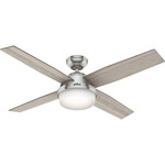 Dempsey Ceiling Fan with Light - Brushed Nickel / Light Gray / Natural Wood