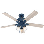 Hartland Ceiling Fan with Light - Indigo Blue / Light Gray Oak