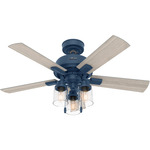 Hartland Ceiling Fan with Light - Indigo Blue / Light Gray Oak
