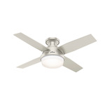 Dempsey Outdoor Ceiling Fan with Light - Matte Nickel / Matte Nickel / Walnut